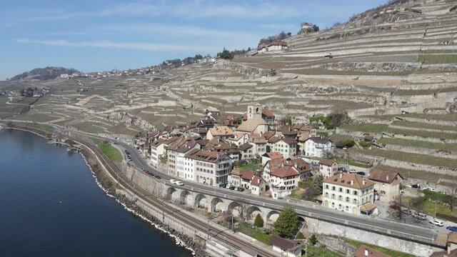 Drone footage of St-Saphorin in Lavaux, Switzerland. 