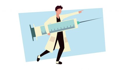 male doctor with vaccine syringe