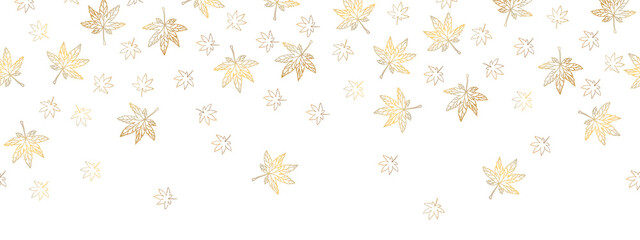 Repeatable old maple leaves falling border design with white background .Vector illustration