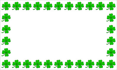Clover frame. Four leaf green shamrock border with text space. Vector empty background isolated on white.