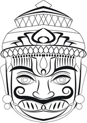 Obraz premium Monkeyface god of power, lord Hanuman or Bajaragbali. Drawn in Indian folk art Pinguli style. for textile printing, logo, wallpaper