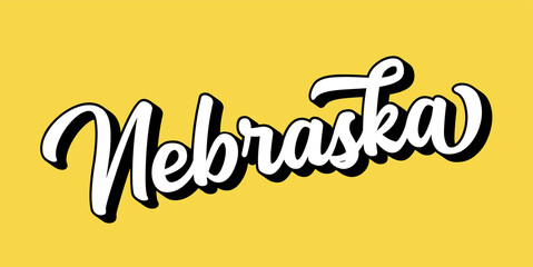Hand sketched NEBRASKA text. 3D vintage, retro lettering for poster, sticker, flyer, header, card, clothing, wear