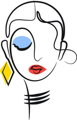 Face, one-line drawing. minimalist style, for textile printing