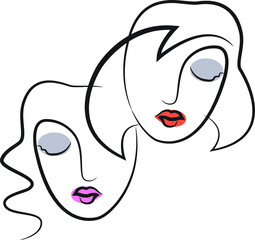 Face, one-line drawing. minimalist style, for textile printing