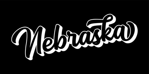 Hand sketched NEBRASKA text. 3D vintage, retro lettering for poster, sticker, flyer, header, card, clothing, wear