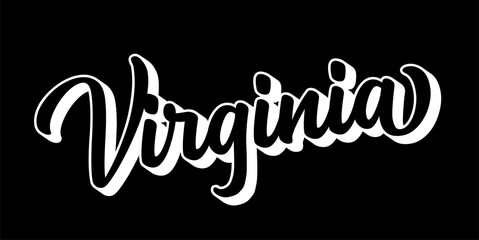 Hand sketched VIRGINIA text. 3D vintage, retro lettering for poster, sticker, flyer, header, card, clothing, wear