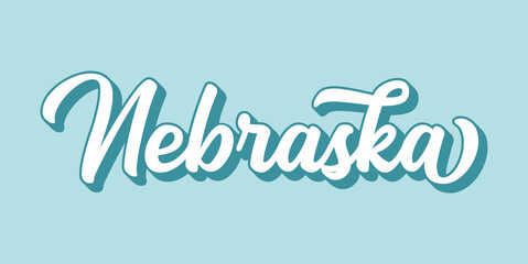 Hand sketched NEBRASKA text. 3D vintage, retro lettering for poster, sticker, flyer, header, card, clothing, wear