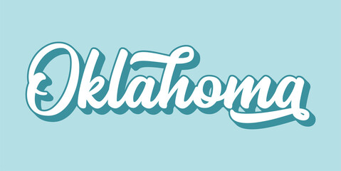 Hand sketched OKLAHOMA text. 3D vintage, retro lettering for poster, sticker, flyer, header, card, clothing, wear