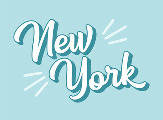 Hand sketched NEW YORK text. 3D vintage, retro lettering for poster, sticker, flyer, header, card, clothing, wear.