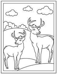 
Deers drawing page design in hand drawn vector 

