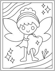 
Tooth fairy drawing page designed in hand drawn vector 

