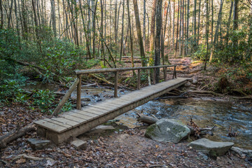 Wooden bridge over a creek