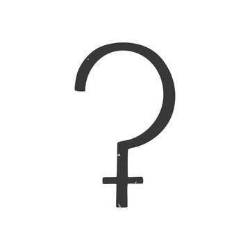 Ancient astrological symbol of Ceres. Minimalistic icon isolated on a white background. Vector hand drawn illustration