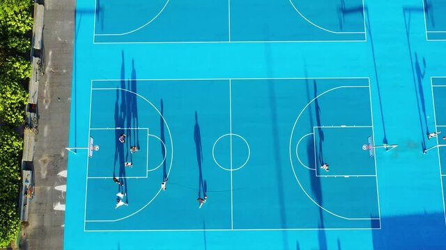 Aerial view of basketball players, Gold Coast, Queensland, Australia