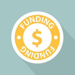 funding word inscribed in dollar coin - vector illustration