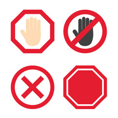 set of stop, safety control, access denied signs - vector illustration