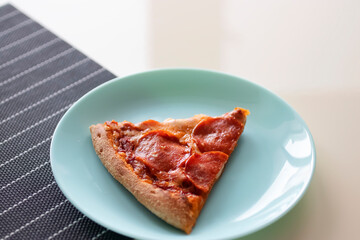 Appetizing pizza pepperoni close-up.