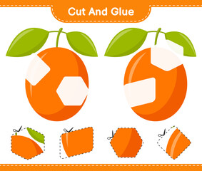 Cut and glue, cut parts of Ximenia and glue them. Educational children game, printable worksheet, vector illustration