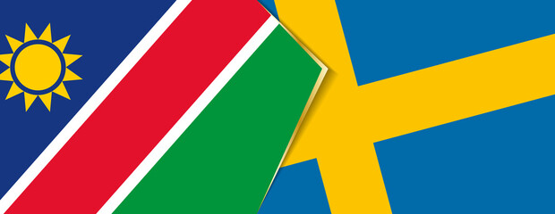 Namibia and Sweden flags, two vector flags.