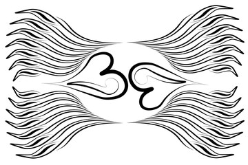 illustration of an wings with hearts