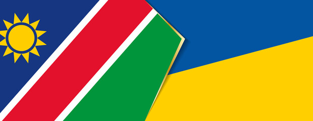Namibia and Ukraine flags, two vector flags.
