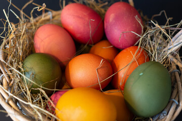 colorful easter eggs close up