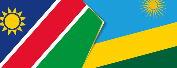 Namibia and Rwanda flags, two vector flags.