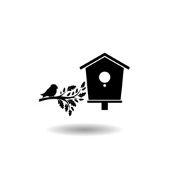 Bird house icon with shadow