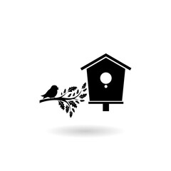 Bird house icon with shadow
