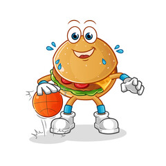burger dribble basketball character. cartoon mascot vector
