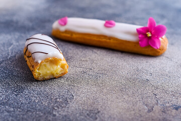 Handmade vanilla eclair