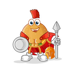 burger spartan character. cartoon mascot vector