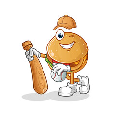 burger playing baseball mascot. cartoon vector