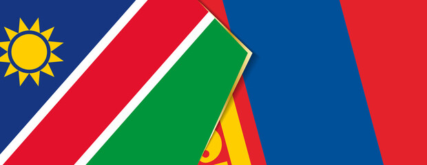 Namibia and Mongolia flags, two vector flags.