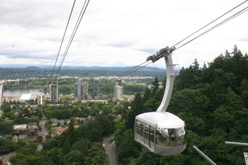 Portland Aerial Tramway Oregon Cablecar with the Columbia River and the Cityscape in the Background © Gary Peplow