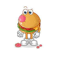 burger chewing gum vector. cartoon character