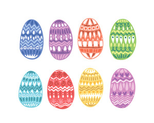 Easter eggs pattern icon set. For postcards, cute cards