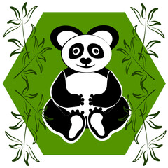 Panda with bamboo. 