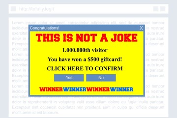 Internet winner popup - fake banner