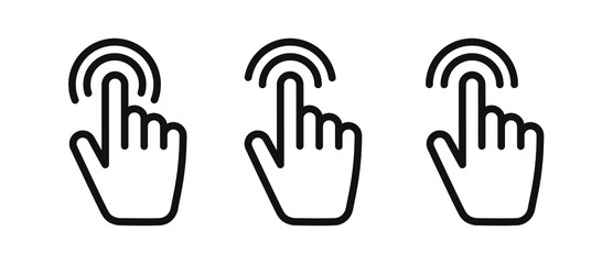 Icons set of hand pointer clicking. Pointer click symbol. Cursors with hand pointer for web and app.