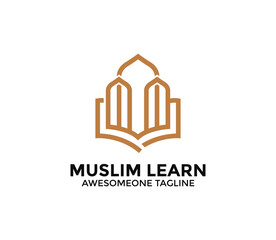 Muslim Learn logo, muslim book logo design illustration