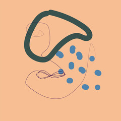 Woman portrait in modern abstract graphic style. Modern continuous one line drawing. abstract art prints, modern wall art