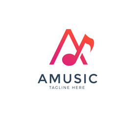 letter a music logo design illustration