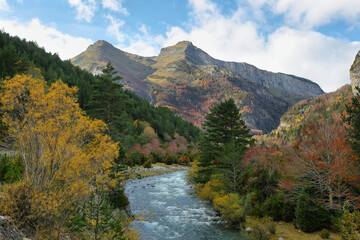 Autumn scene in Bujaruelo valley, Spain