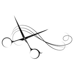 Stylist scissors and hair curl beautiful design for beauty salon - obrazy, fototapety, plakaty