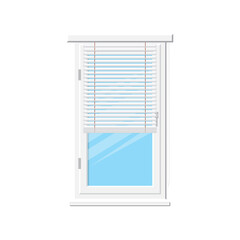 Louvers or jalousie interior decor element isolated window shutters. Vector office interior blinds,. Curtains, roller blades flat panel on white plastic window, rolling lines house decor elements