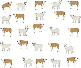 goat and cow on the same pattern
