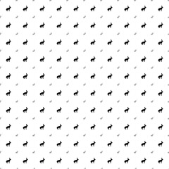 Square seamless background pattern from black hare symbols are different sizes and opacity. The pattern is evenly filled. Vector illustration on white background
