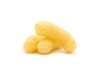 Puffed corn snacks isolated on white
