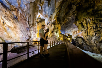 Couple in Paradise Cave in Vietnam